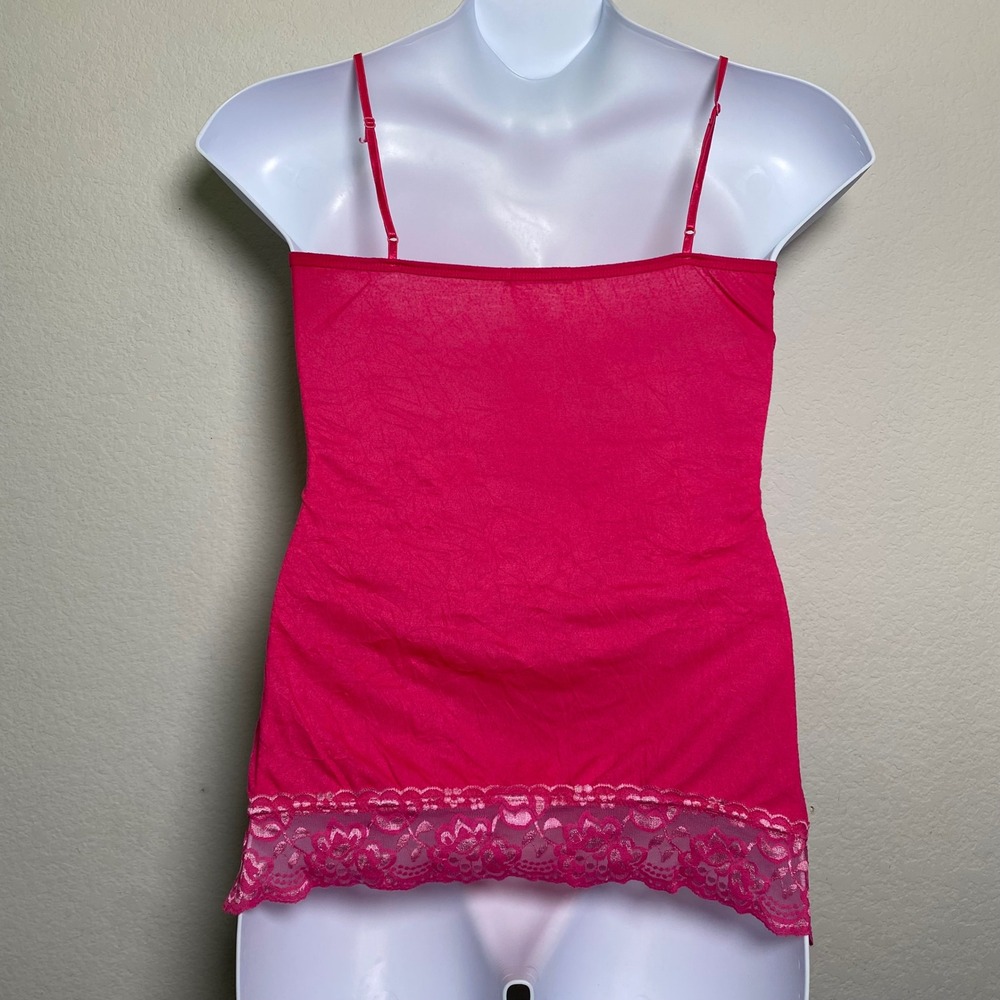 Maurices Pink Lace Trim Spaghetti Strap Cami Tank Top Womens Medium Y2K Fairy - Picture 3 of 8